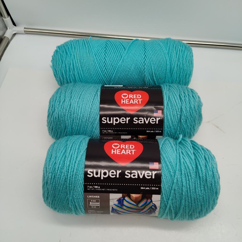3X Red Heart Super Saver Yarn 3 Pack Aruba Mar 364 Yards Knitting Crochet New
